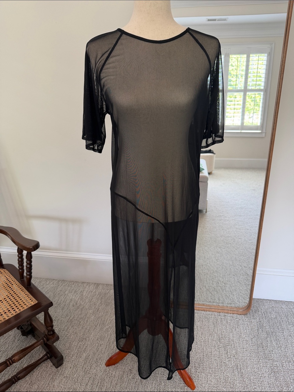 Zara Black Sheer Midi Overlay Dress